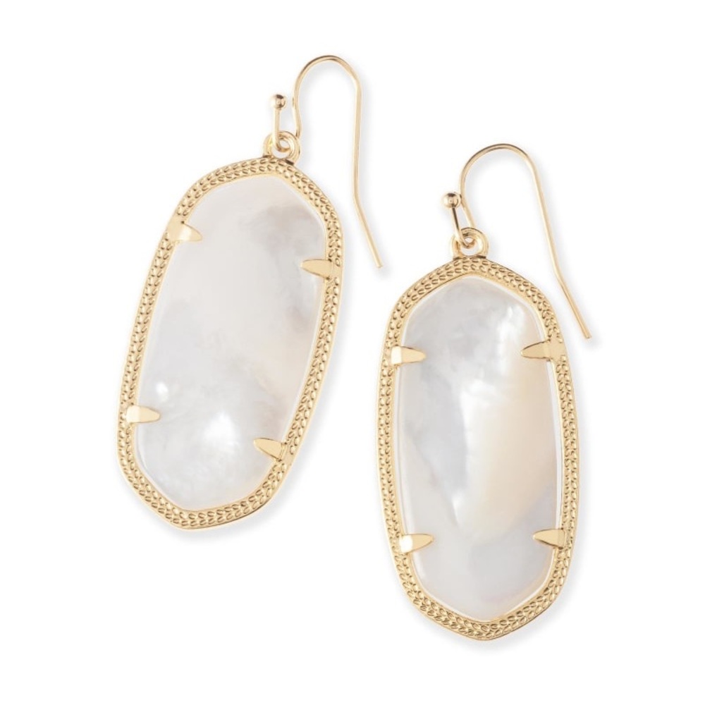 Kendra Scott Elle Gold Drop Earrings in Ivory Mother-of-Pearl